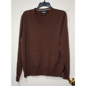 Lands’ End Men’s Brown V-Neck LS Sweater Size M 100% Supima Cotton Pullover
